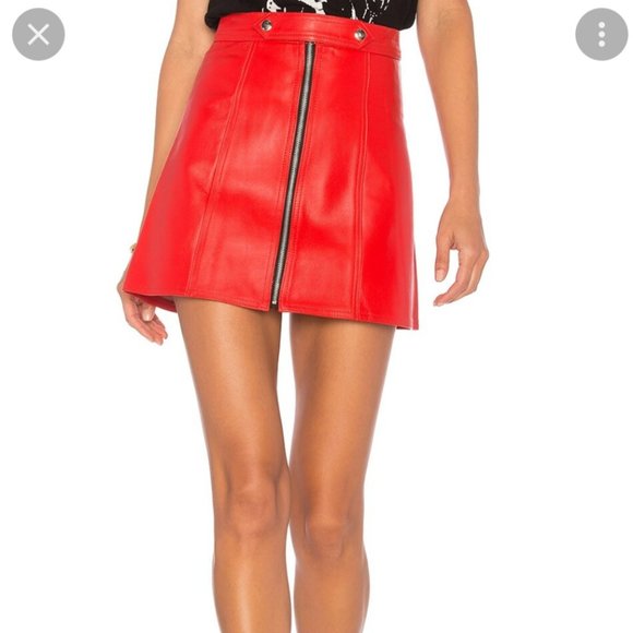 X Revolve High Waisted Zip Skirt in Red